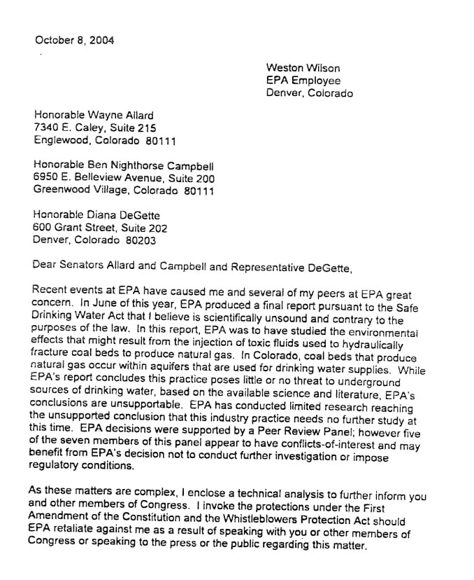 Weston Wilson letter page 1